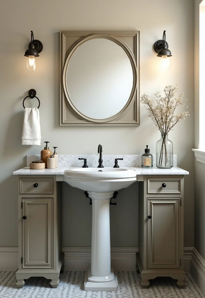 16 Stylish Sink Bathroom Ideas to Refresh Your Space - 16. Vintage Sink with Integrated Storage