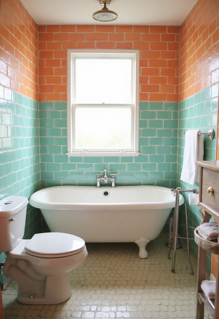 16 Subway Tile Bathroom Designs for Any Style - 12. Retro Patterns with Subway Tiles