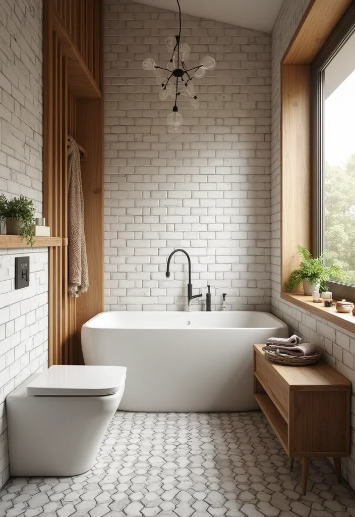 16 Subway Tile Bathroom Designs for Any Style - 13. Subway Tiles with Wood Elements