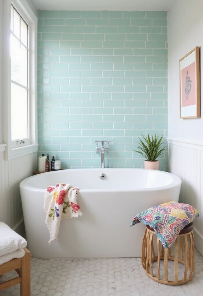 16 Subway Tile Bathroom Designs for Any Style - 2. Pastel-Inspired Subway Tiles
