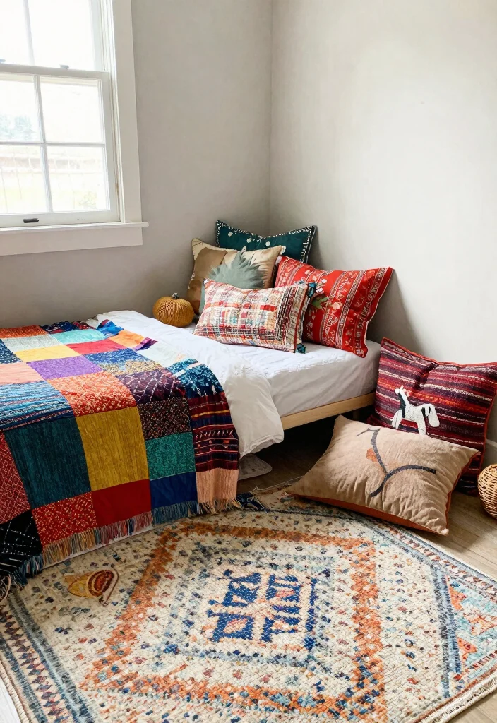 16 Toddler Girl Boho Bedroom Ideas With Sweet Free Spirit Style - 3. Colorful Textiles