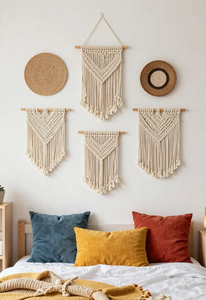16 Toddler Girl Boho Bedroom Ideas With Sweet Free Spirit Style - 7. Bohemian Textured Wall Hangings