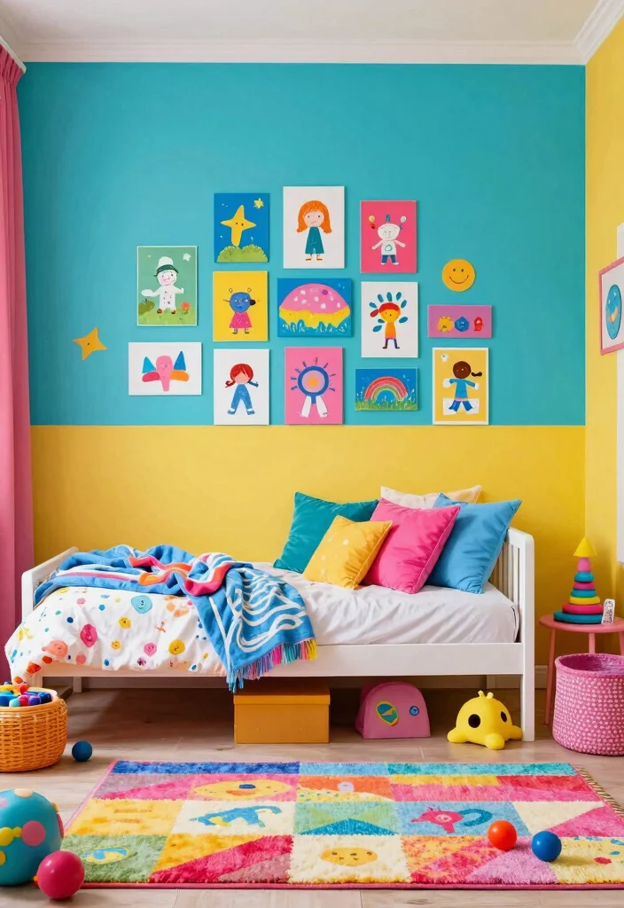 16 Toddler Girl Modern Bedroom Ideas With Clean Lines - 11. Bright and Bold