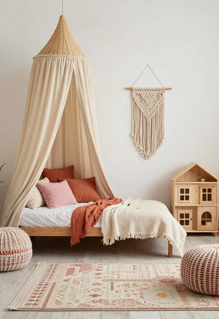16 Toddler Girl Modern Bedroom Ideas With Clean Lines - 3. Boho Chic Retreat