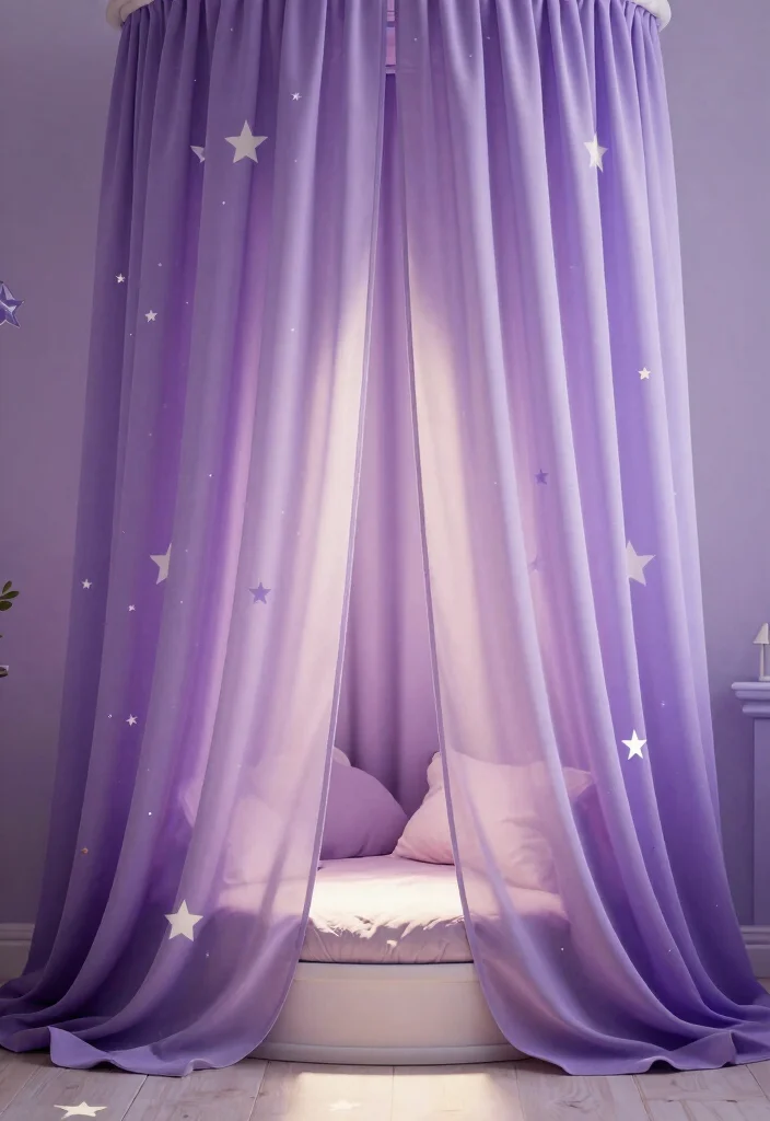 16 Toddler Girl Purple Bedroom Ideas With Magical Charm - 10. Magical Curtains