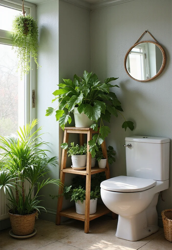 16 Toilet Decor Ideas to Refresh Your Bathroom - 3. Plant-Laden Corner