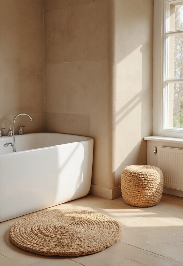16 Toilet Decor Ideas to Refresh Your Bathroom - 4. Natural Fiber Bath Mat