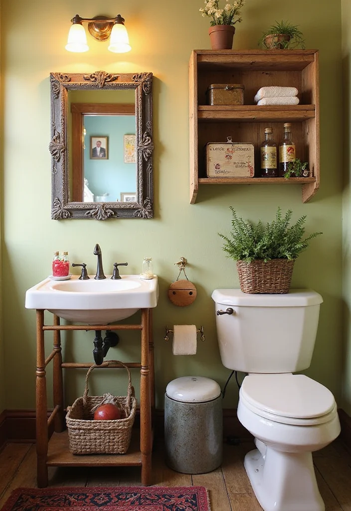 16 Toilet Decor Ideas to Refresh Your Bathroom - 8. Vintage Finds