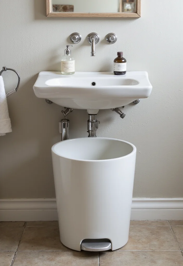 16 Under Sink Bathroom Storage Ideas That Save Space - 11. Eco-Friendly Trash Can