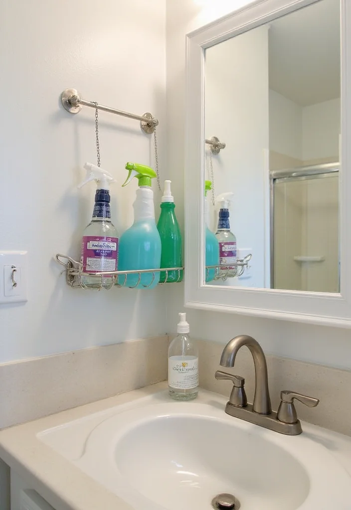 16 Under Sink Bathroom Storage Ideas That Save Space - 14. Tension Rods for Spray Bottles