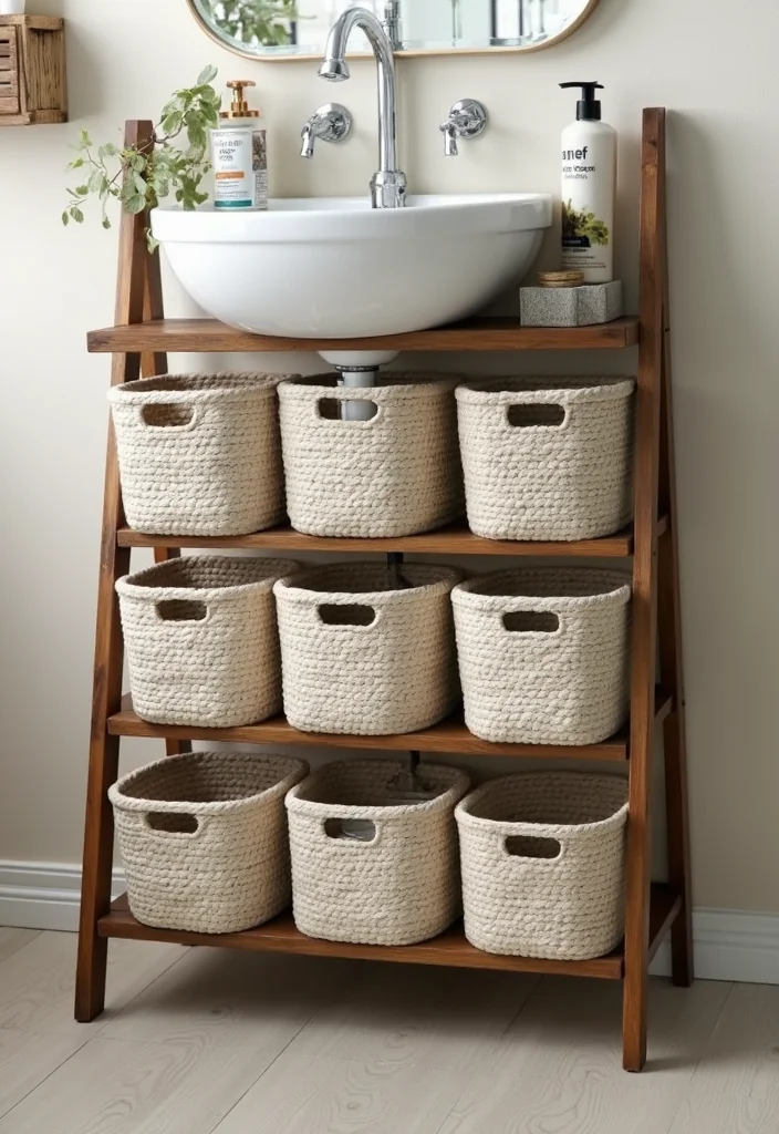16 Under Sink Bathroom Storage Ideas That Save Space - 16. Under Sink Storage Ladder