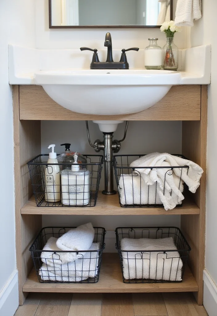 16 Under Sink Bathroom Storage Ideas That Save Space - 8. Wire Baskets