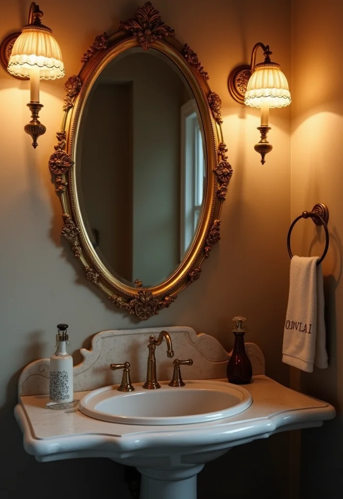 16 Vanity Mirror Ideas to Elevate Your Bathroom - 3. Vintage Oval Mirror