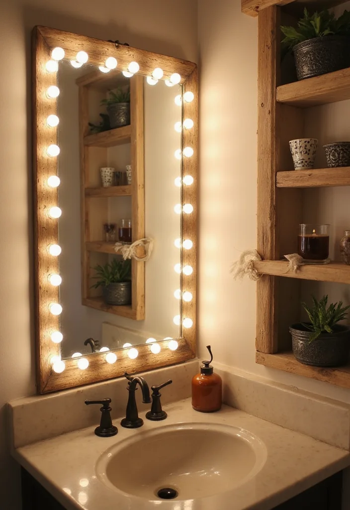 16 Vanity Mirror Ideas to Elevate Your Bathroom - 8. Vintage Mirror with Built-In Lighting