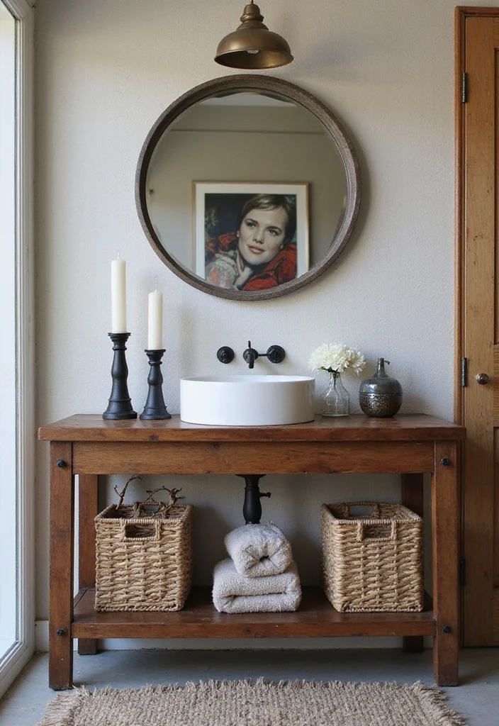 16 Vintage Bathroom Console Table Styling Ideas - 14. Urban Chic