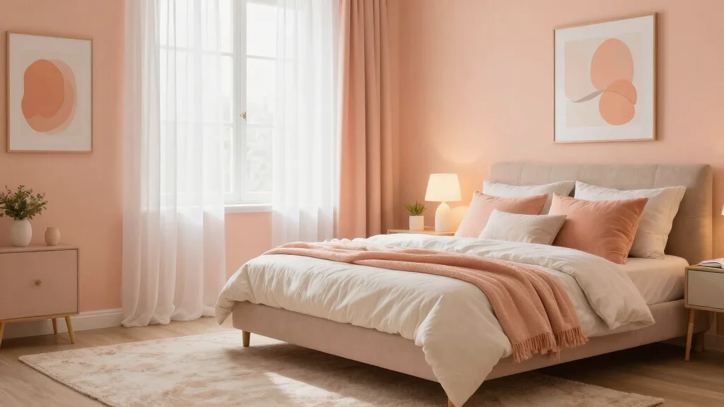 17 Peach Colour Modern Bedroom Ideas With Fresh Warm Style