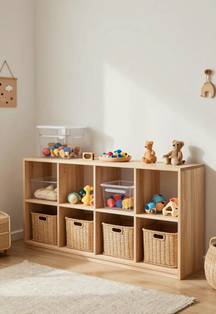 17 Toddler Girl Minimalist Bedroom Ideas With Calm Simplicity - 3. Minimalist Toy Storage Solutions