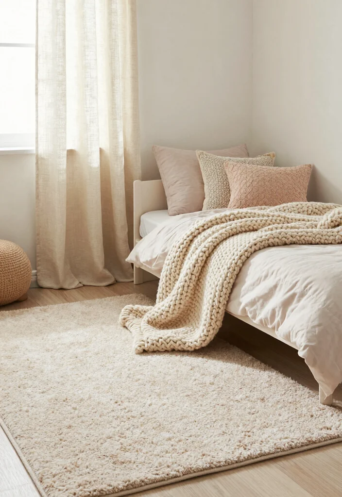 17 Toddler Girl Minimalist Bedroom Ideas With Calm Simplicity - 4. Textured Fabrics