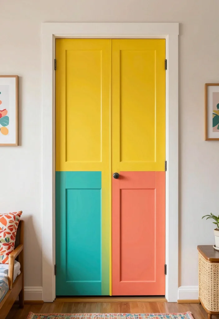 17 Unique Bedroom Closet Door Ideas That Stand Out - 14. Color Blocked Doors