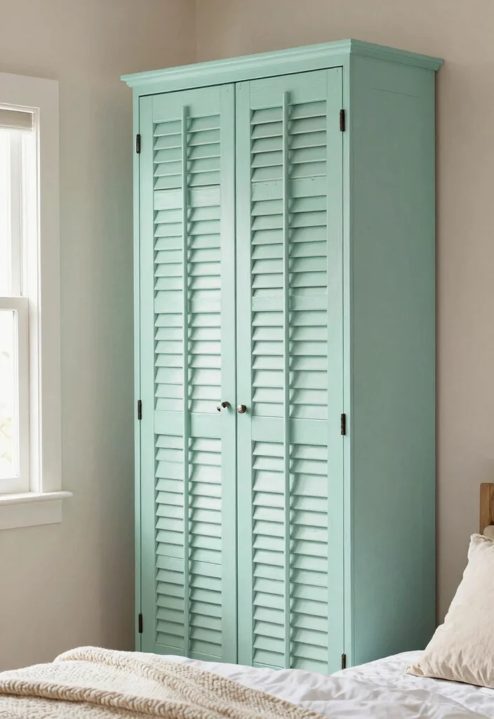 17 Unique Bedroom Closet Door Ideas That Stand Out - 6. Upcycled Shutter Doors