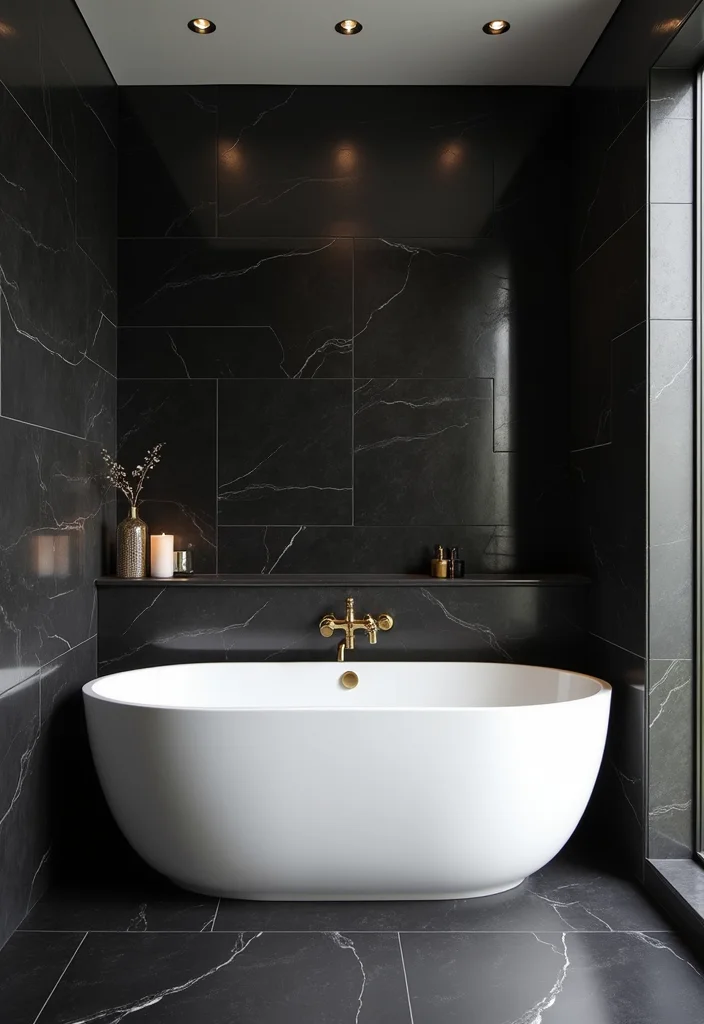 18 Bathroom Tile Ideas for Showers - 3. Bold Black Tiles