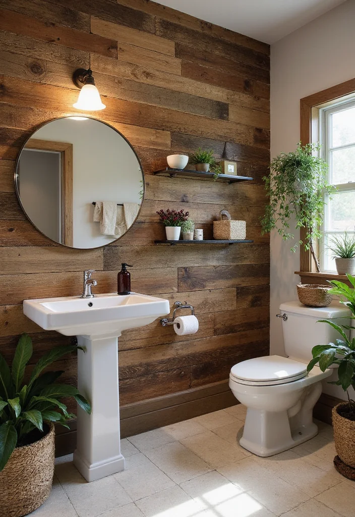 18 Bathroom Wall Ideas to Refresh Any Space - 1. Reclaimed Wood Paneling