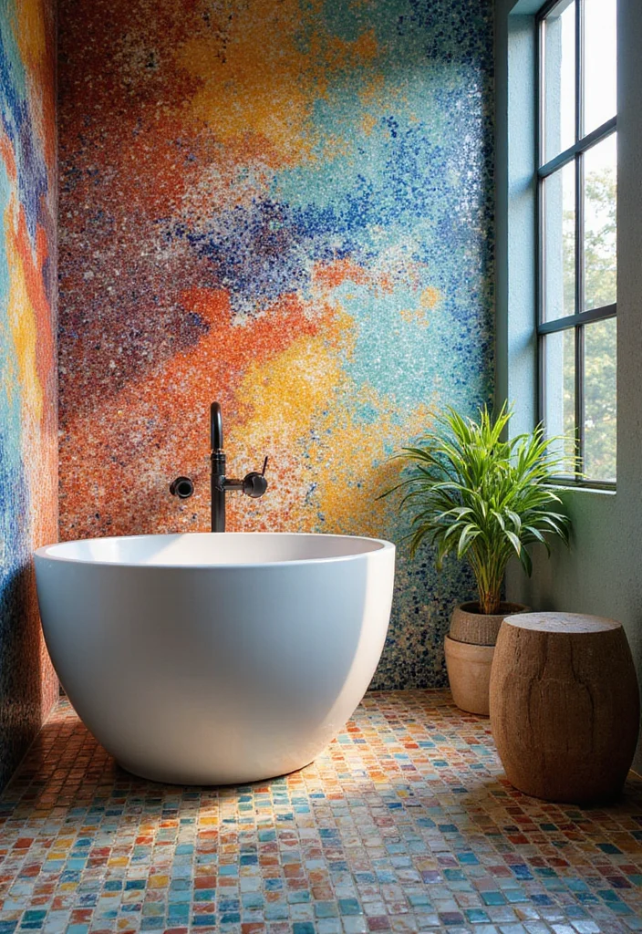 18 Bathroom Wall Ideas to Refresh Any Space - 14. Glass Mosaic Tiles