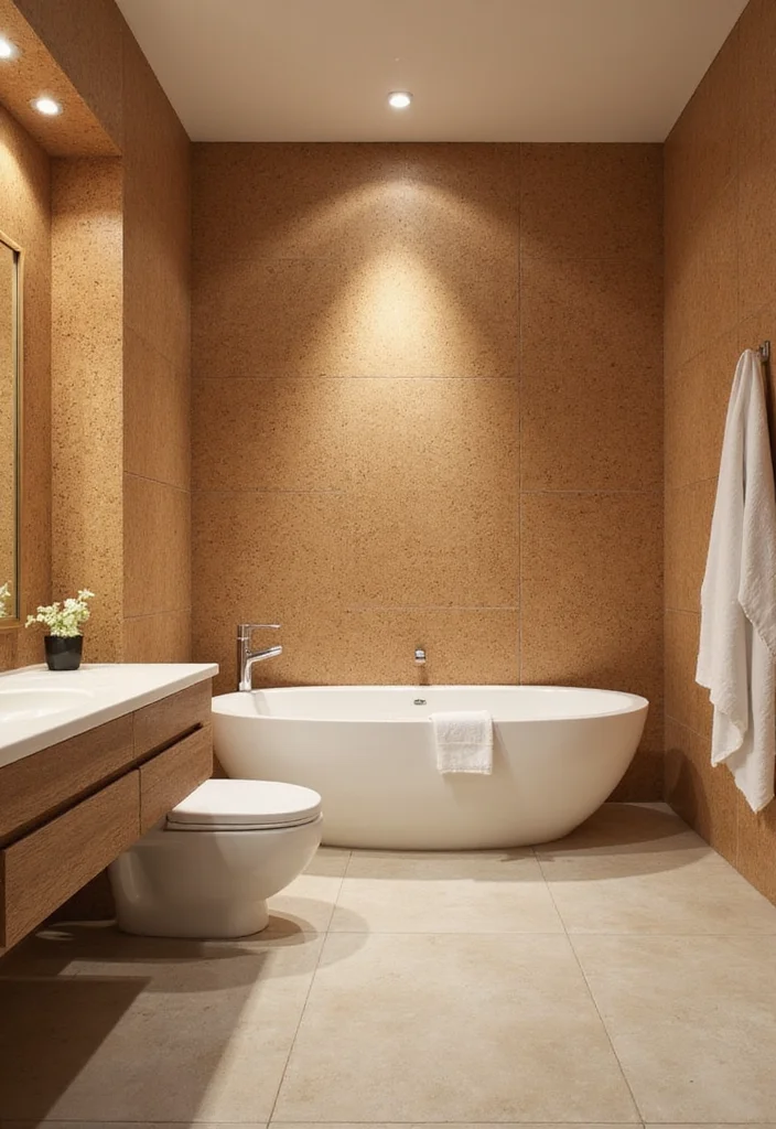 18 Bathroom Wall Ideas to Refresh Any Space - 15. Cork Wall Panels