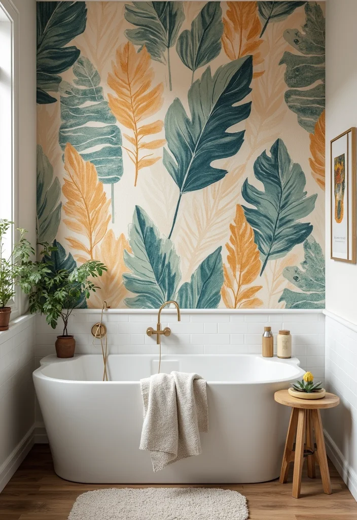 18 Bathroom Wall Ideas to Refresh Any Space - 3. Eco-Friendly Wallpaper