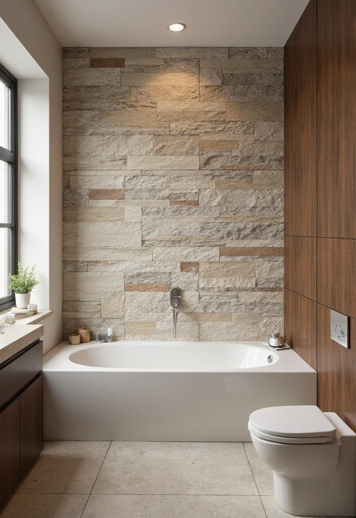 18 Bathroom Wall Ideas to Refresh Any Space - 5. Natural Stone Accents