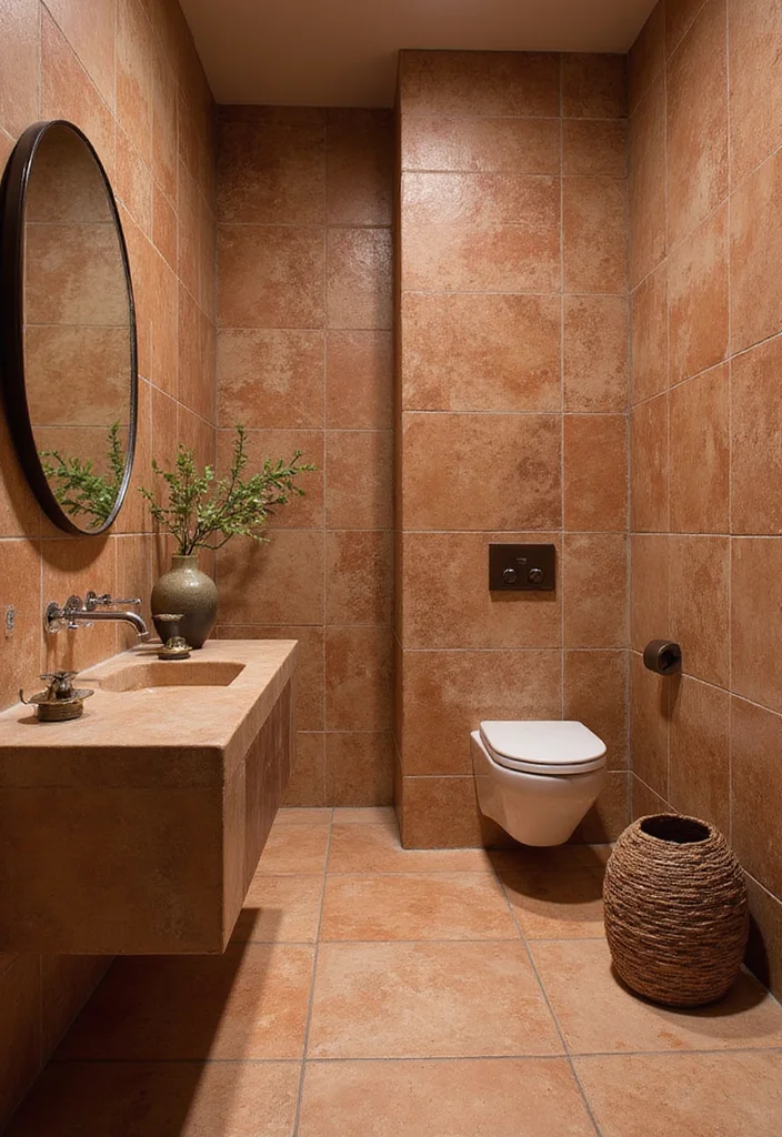 18 Bathroom Wall Ideas to Refresh Any Space - 7. Terracotta Tiles