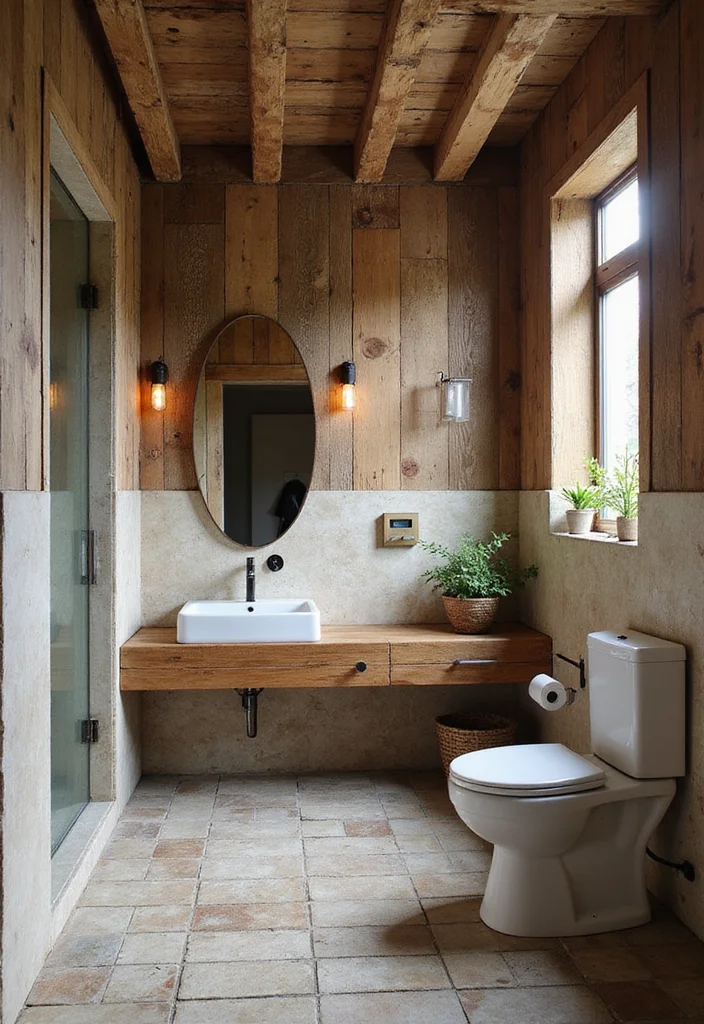 18 Beautiful Tile Bathroom Ideas for a Stunning Look - 14. Reclaimed Materials