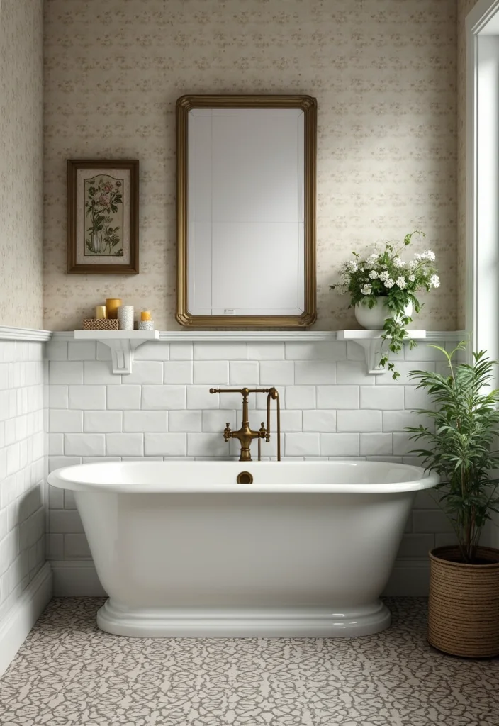 18 Beautiful Tile Bathroom Ideas for a Stunning Look - 18. Elegant Vintage Accents