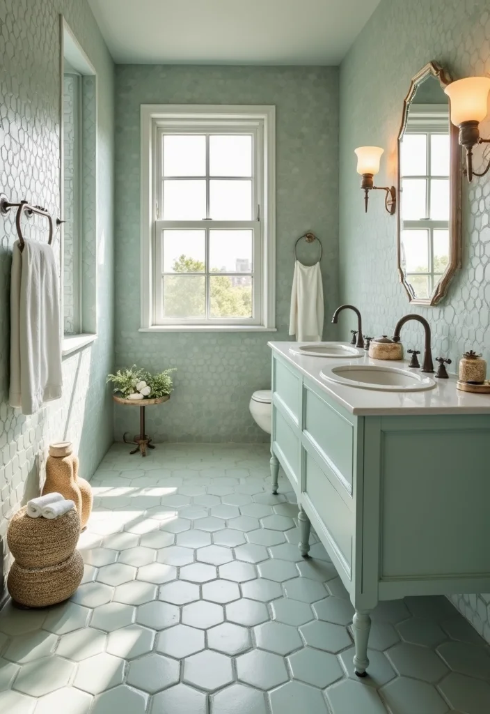 18 Beautiful Tile Bathroom Ideas for a Stunning Look - 3. Hexagonal Tiles