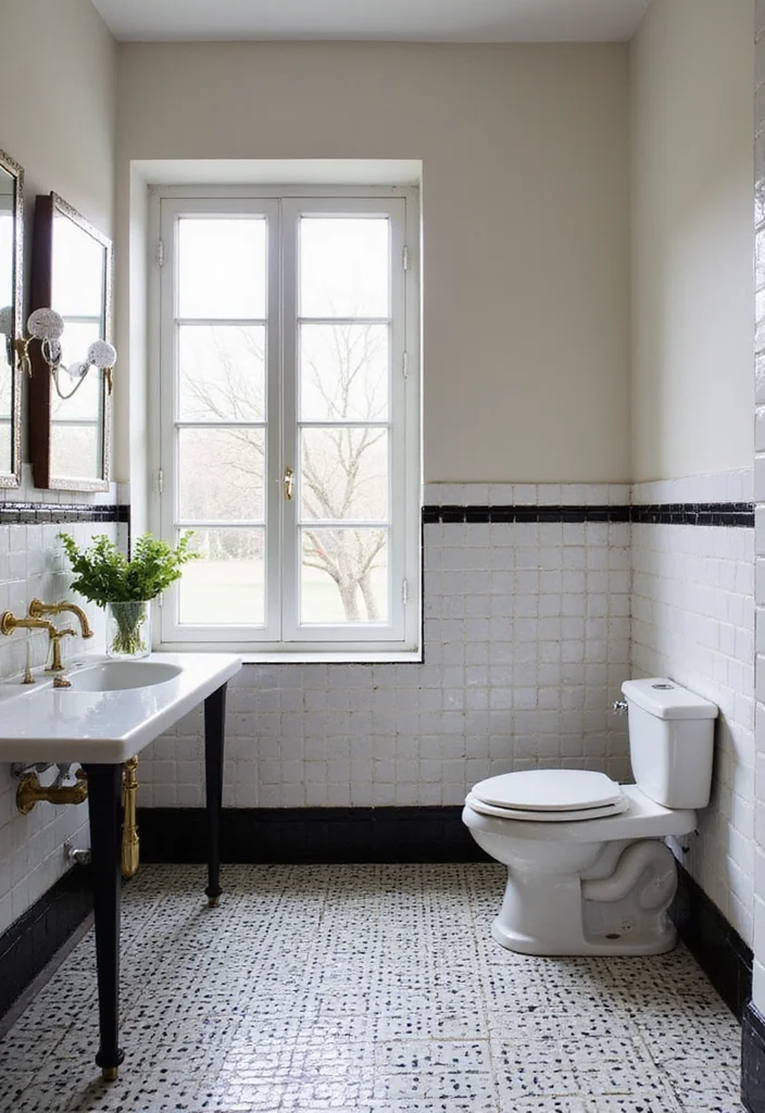 18 Beautiful Tile Bathroom Ideas for a Stunning Look - 8. Classic Black and White