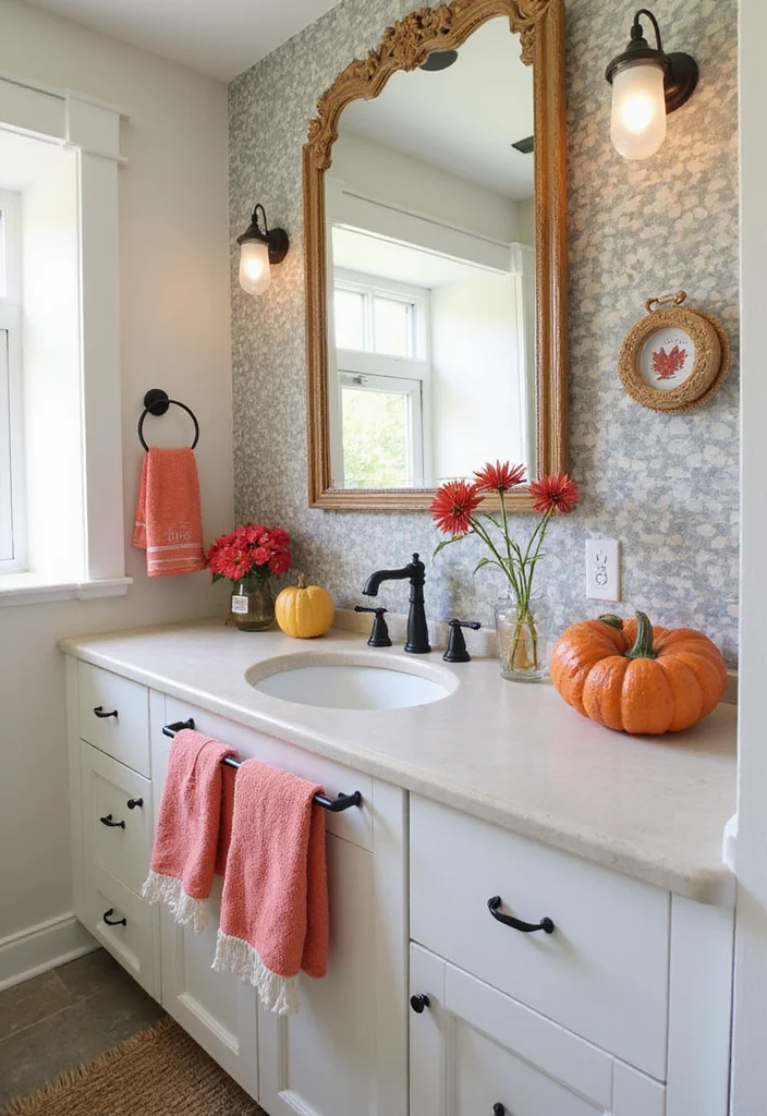 18 Modern Bathroom Vanity Ideas for Sleek Spaces - 18. Seasonal Decor for a Fresh Look