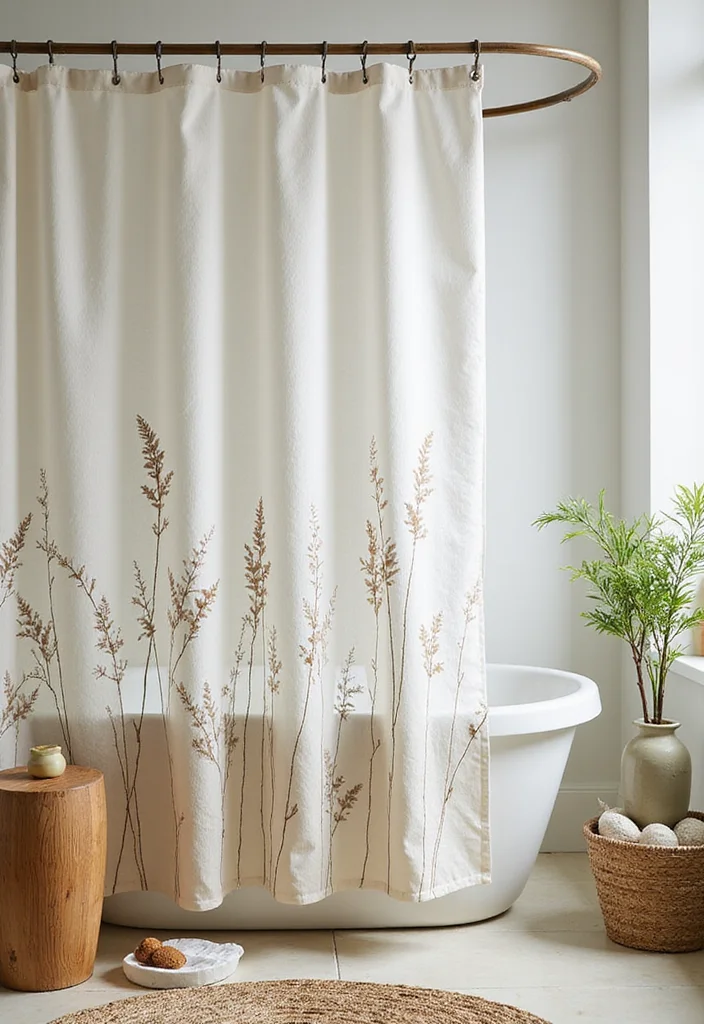 18 Shower Curtain Decor Ideas for Stylish Bathrooms - 1. Organic Cotton Charm