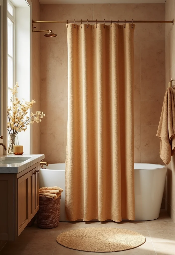 18 Shower Curtain Decor Ideas for Stylish Bathrooms - 13. Textured Fabrics