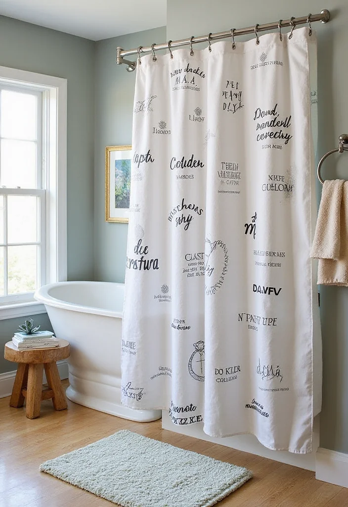 18 Shower Curtain Decor Ideas for Stylish Bathrooms - 16. Personalized Prints