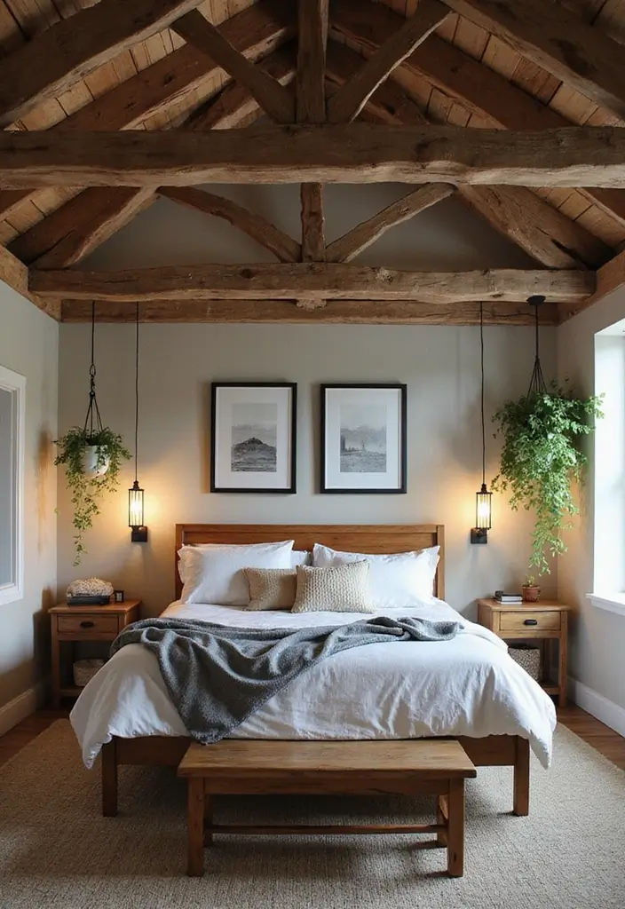 25 A-Frame Bedroom Ideas That Bring Cozy Cabin Vibes Indoors - 7. A-Frame Ceiling Beams