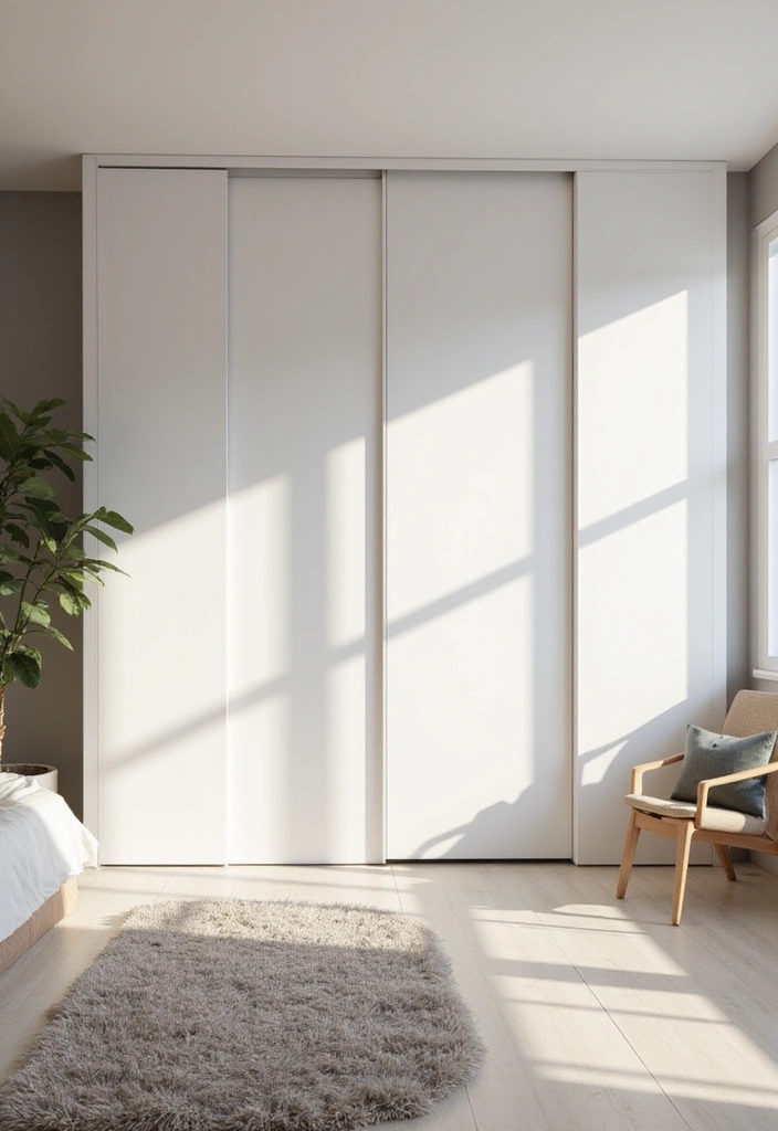 25 Bedroom Closet Door Ideas That Combine Function and Flair - 11. Minimalist White Panels