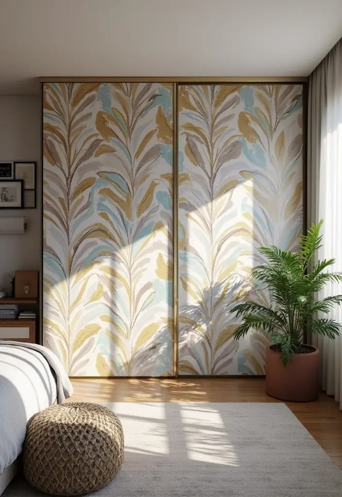25 Bedroom Closet Door Ideas That Combine Function and Flair - 12. Decorative Wallpapered Doors