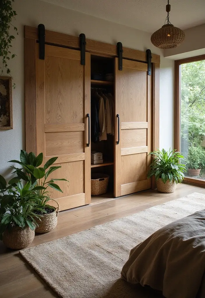25 Bedroom Closet Door Ideas That Combine Function and Flair - 15. Nature-Inspired Designs