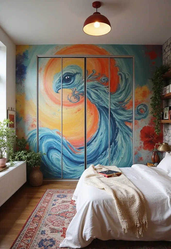 25 Bedroom Closet Door Ideas That Combine Function and Flair - 20. Artistic Murals