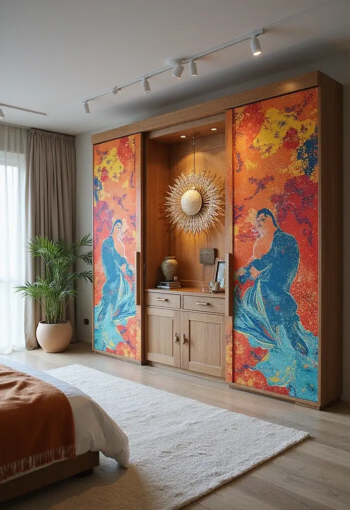 25 Bedroom Closet Door Ideas That Combine Function and Flair - 7. Artistic Screen Doors