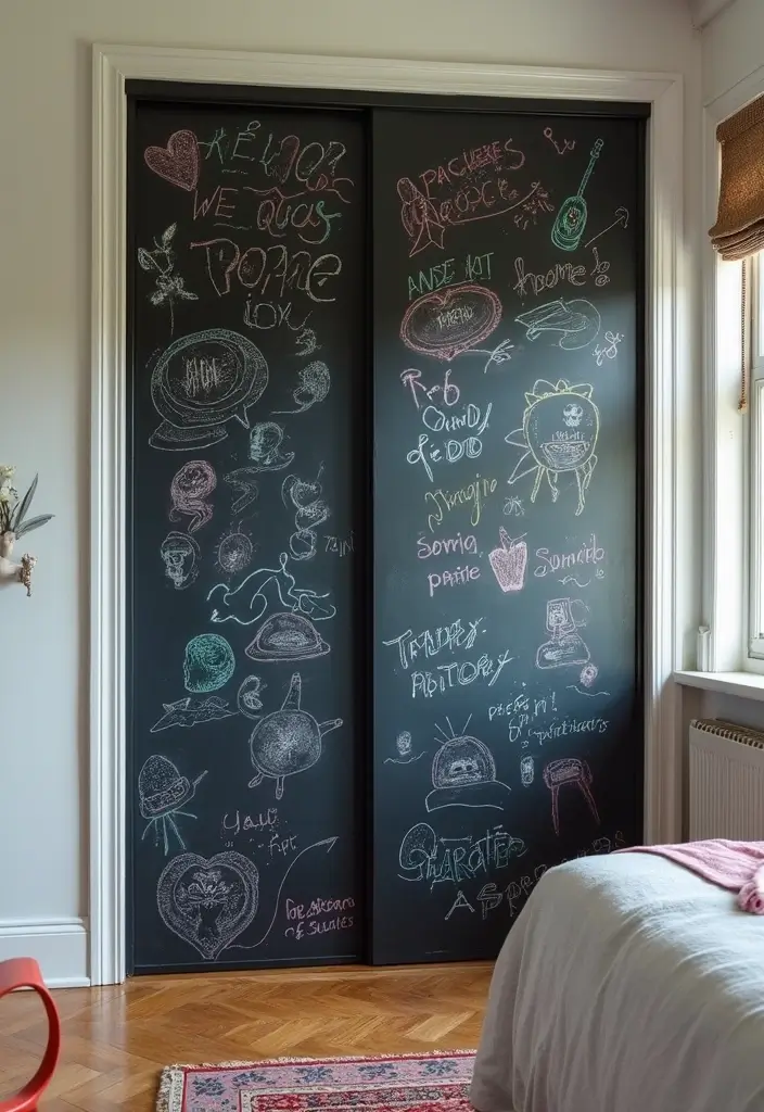 25 Bedroom Closet Door Ideas That Combine Function and Flair - 9. Chalkboard Painted Doors