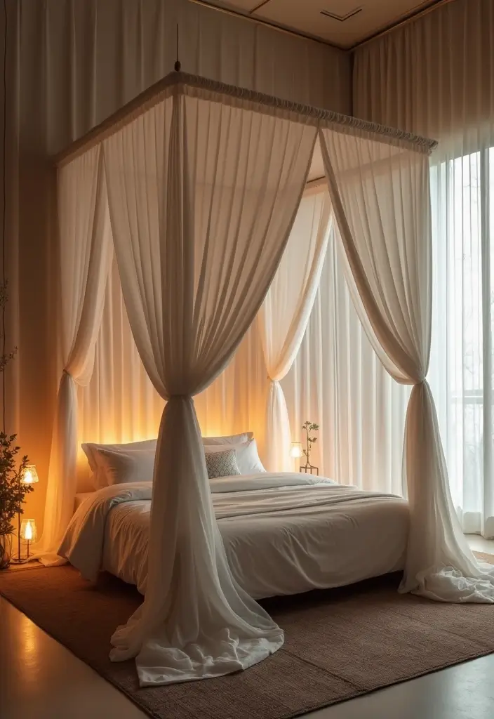 25 Bedroom Decoration Ideas for Couples That Feel Luxurious Yet Cozy - Elegant Canopy Beds