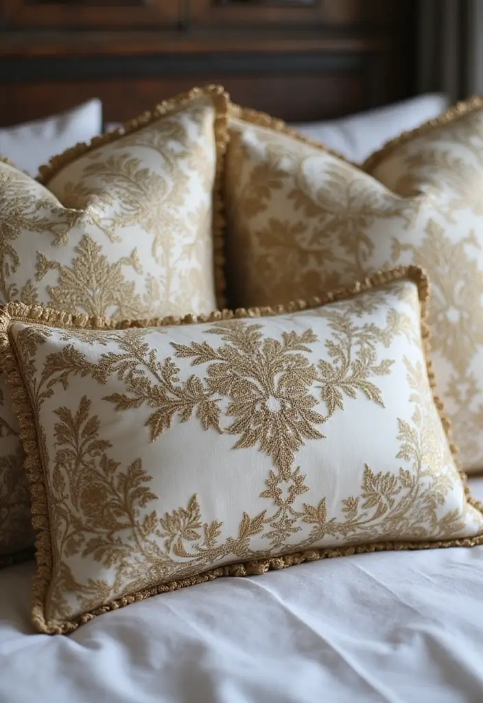 25 Bedroom Decoration Ideas for Couples That Feel Luxurious Yet Cozy - Embellished Pillows