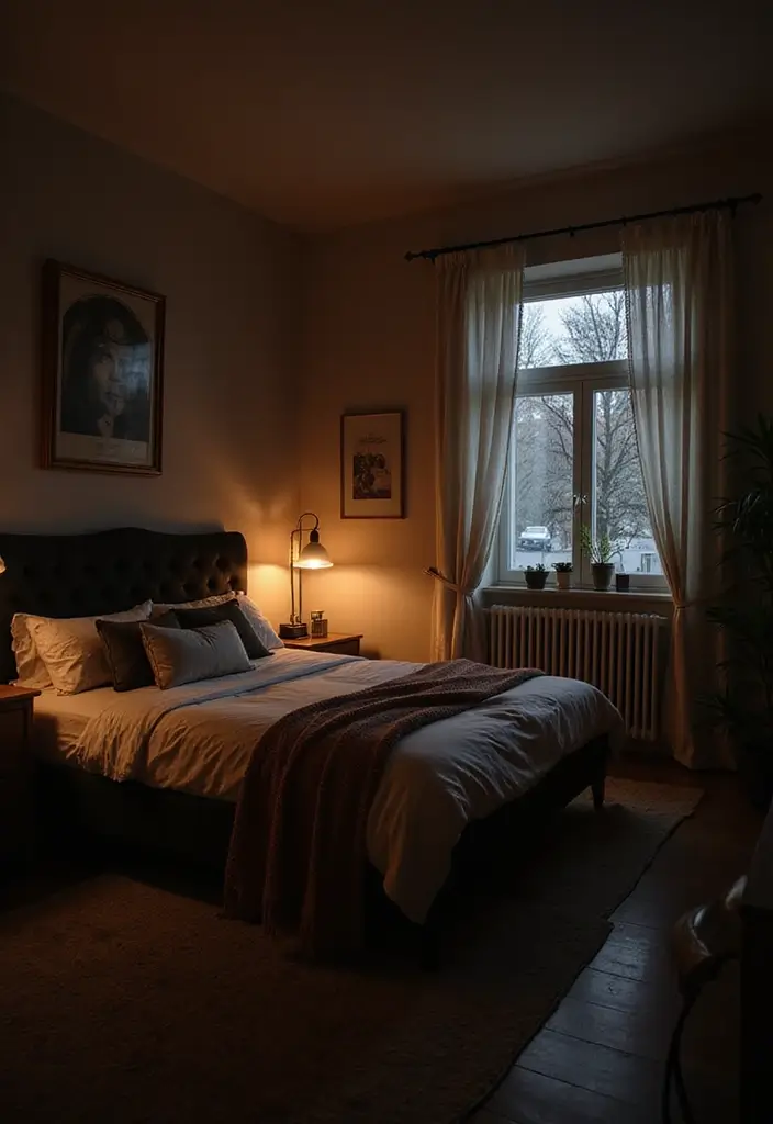 25 Bedroom Ideas with Black Furniture That Look Modern and Luxurious - 11. Layered Lighting Effects