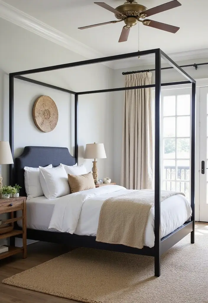 25 Black Canopy Bedroom Ideas That Add Drama and Elegance - 15. Coastal Vibe